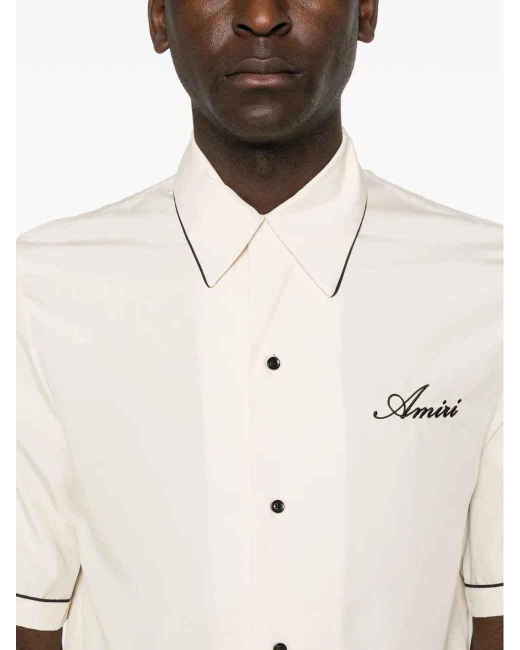 Amiri White Graphic-Patch Piped Shirt for men