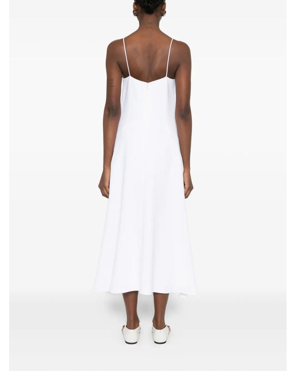 Brandon Maxwell White Cascade Strap Dress
