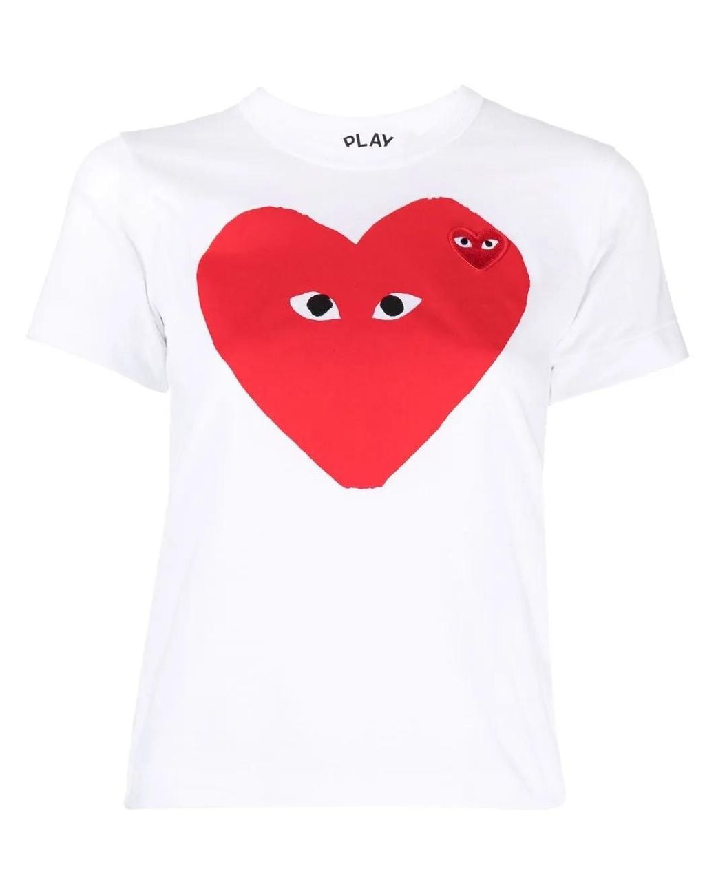 COMME DES GARÇONS PLAY White Cotton Half Sleeve Crew Neck T-shirt