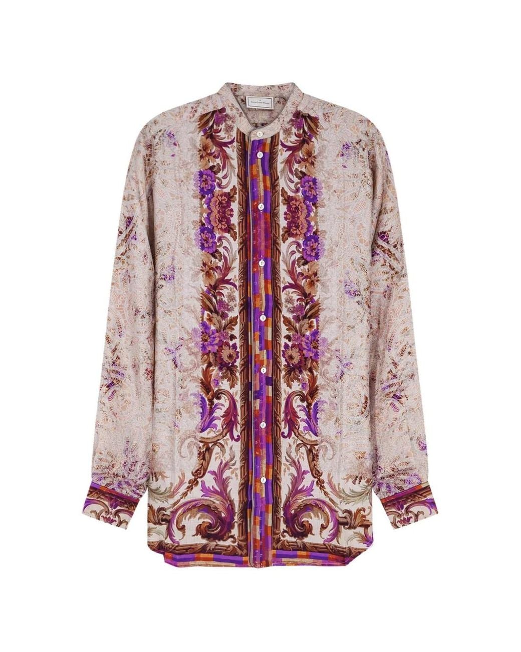 Pierre Louis Mascia Pink Floral-Print Silk Shirt