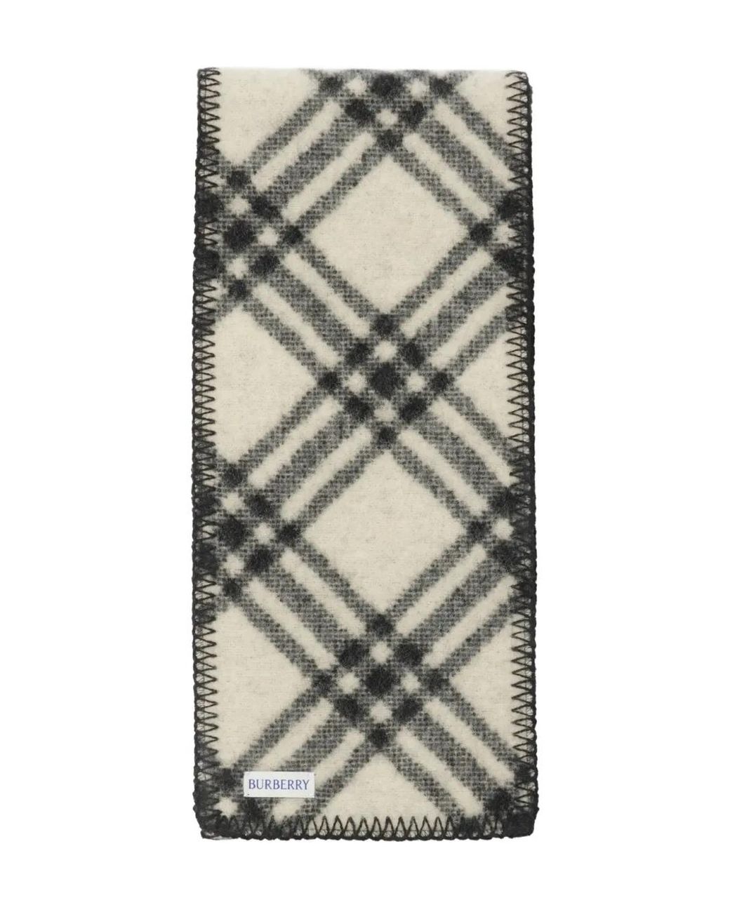 Burberry Gray Narrow Check Wool Scarf