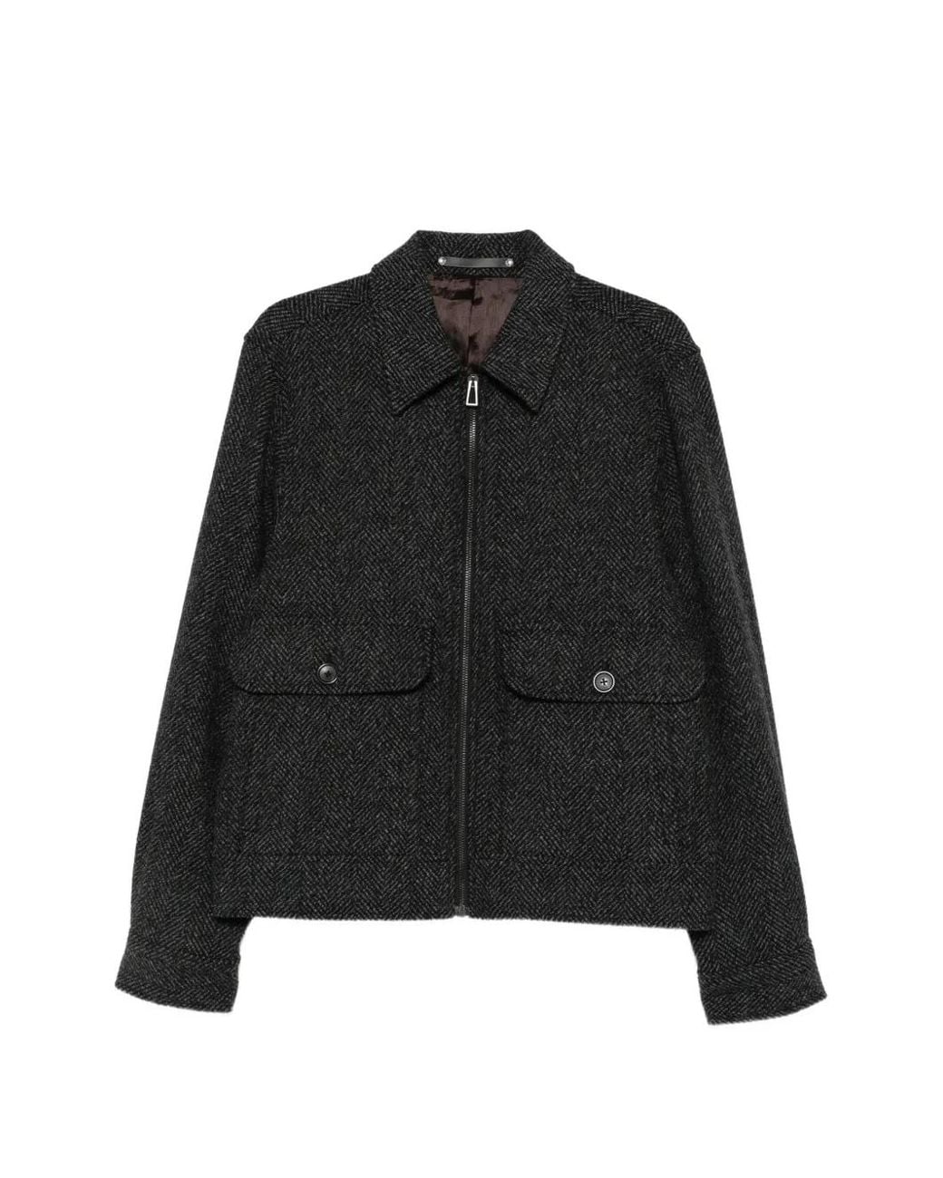 Paul Smith Black Harrington Herringbone-Pattern Front-Pocket Jacket for men