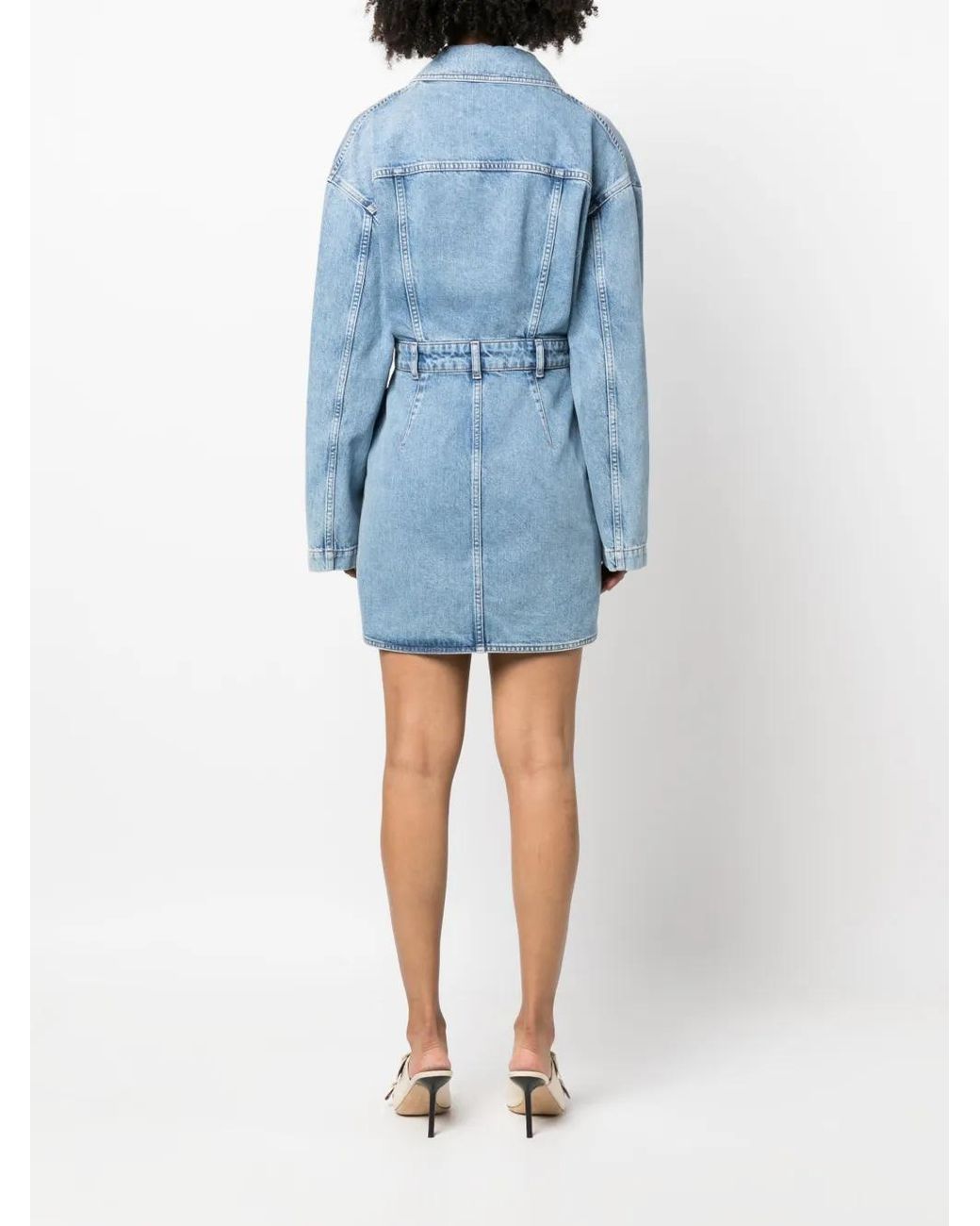 Moschino Blue Notched-Lapel Denim Minidress