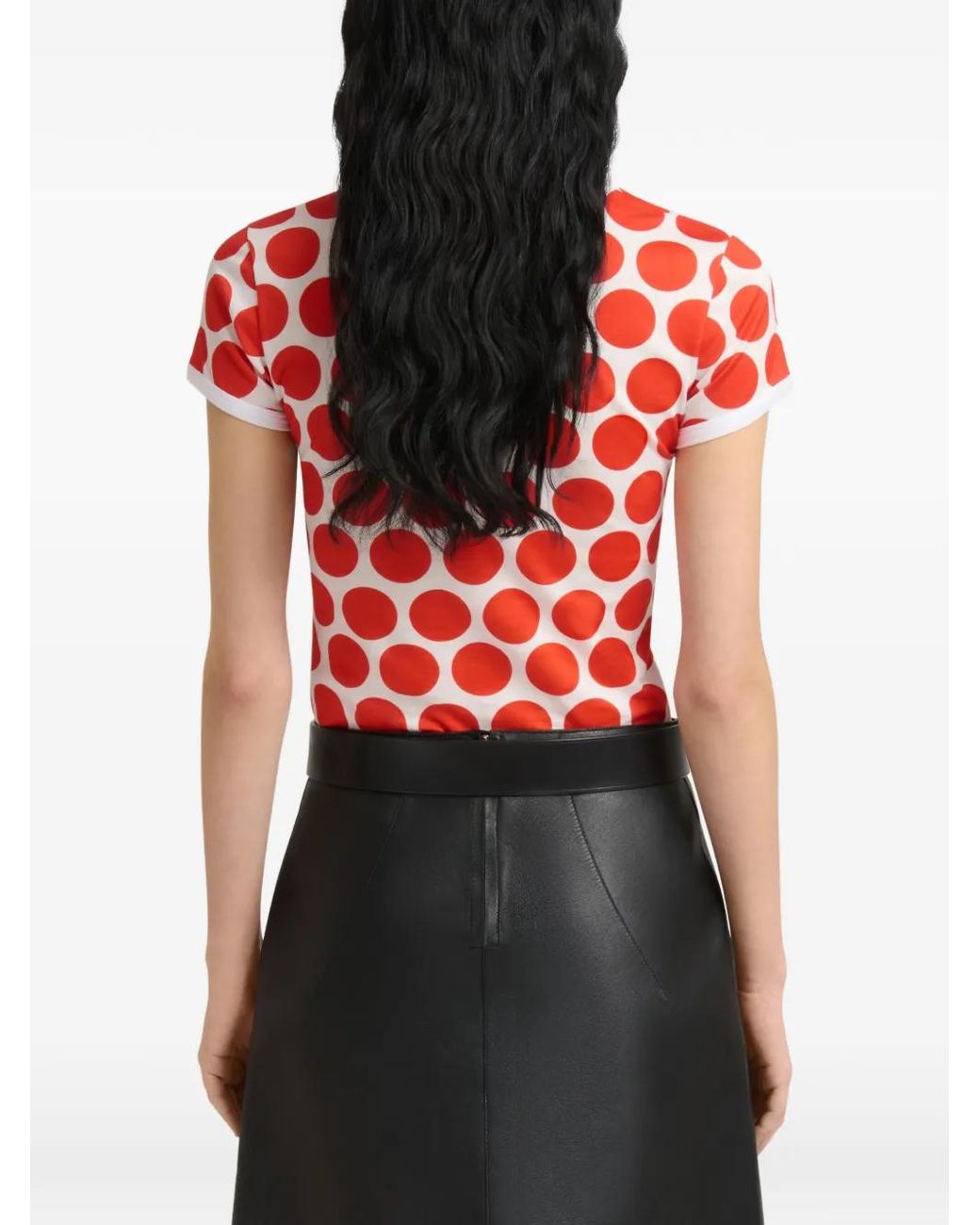 Marni Red Cotton T-Shirt With Polka Rhythm Print