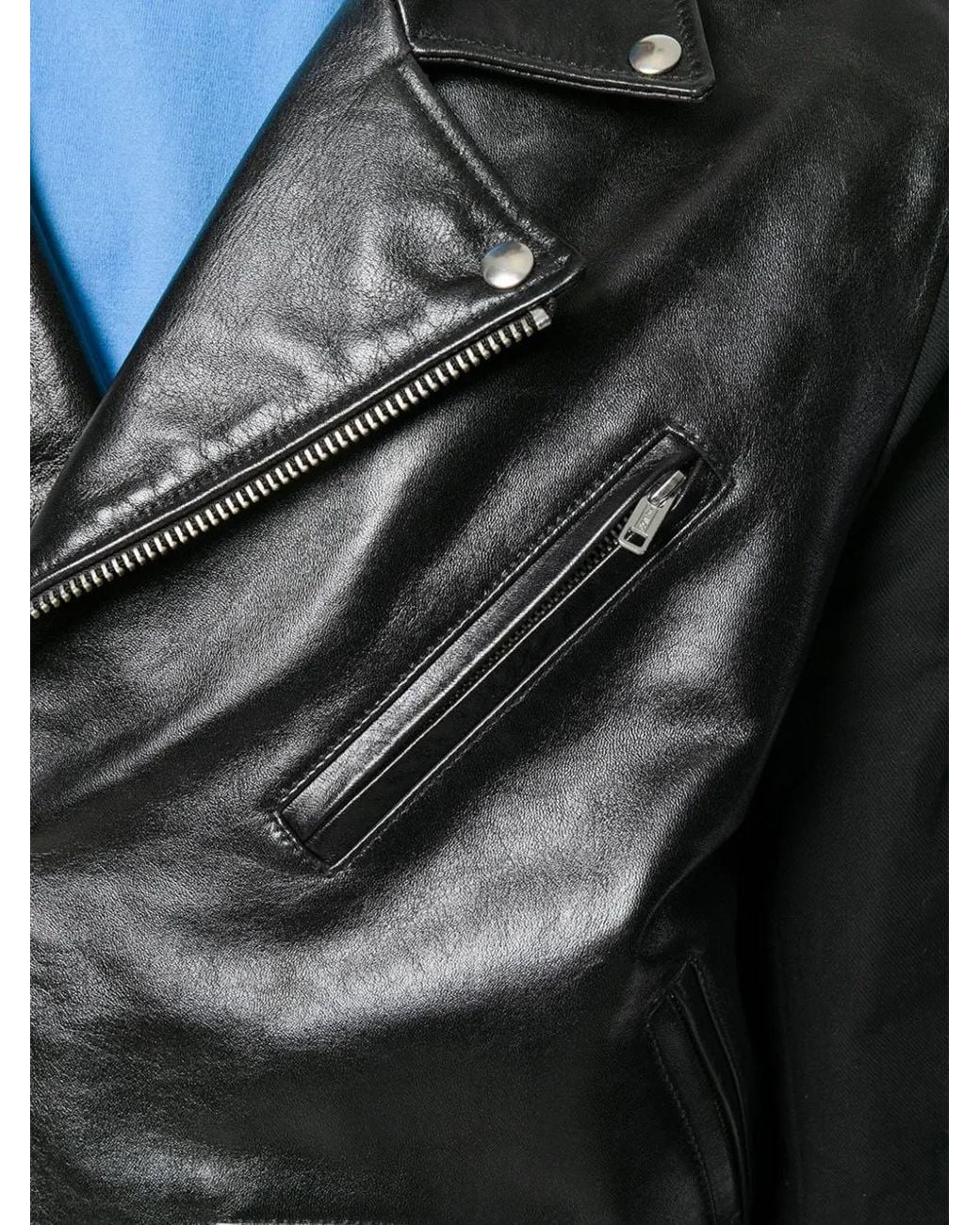 Calvin Klein Black Leather Biker Jacket for men