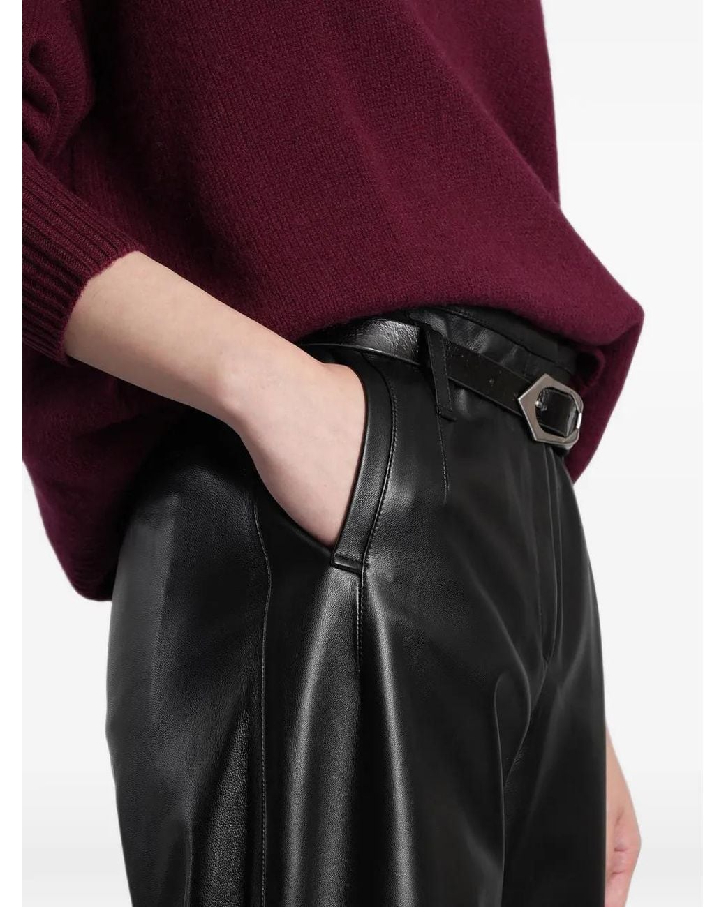 IRO Black Caracas Wide-Leg Leather Trousers