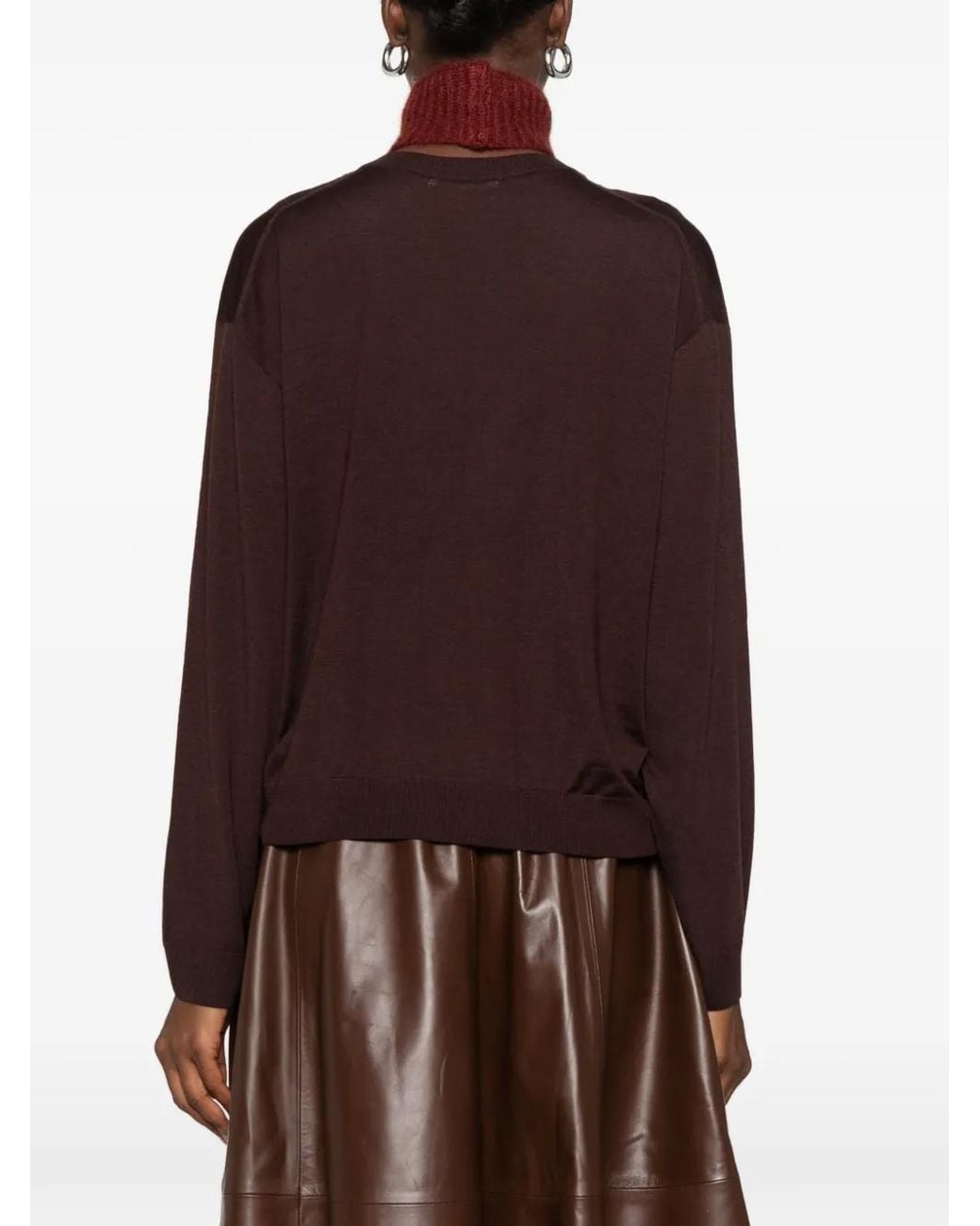 Liviana Conti Brown Layered V-Neck Sweater