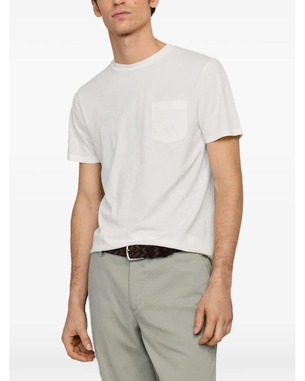 Hackett White Garment-Dyed Pocket T-Shirt for men