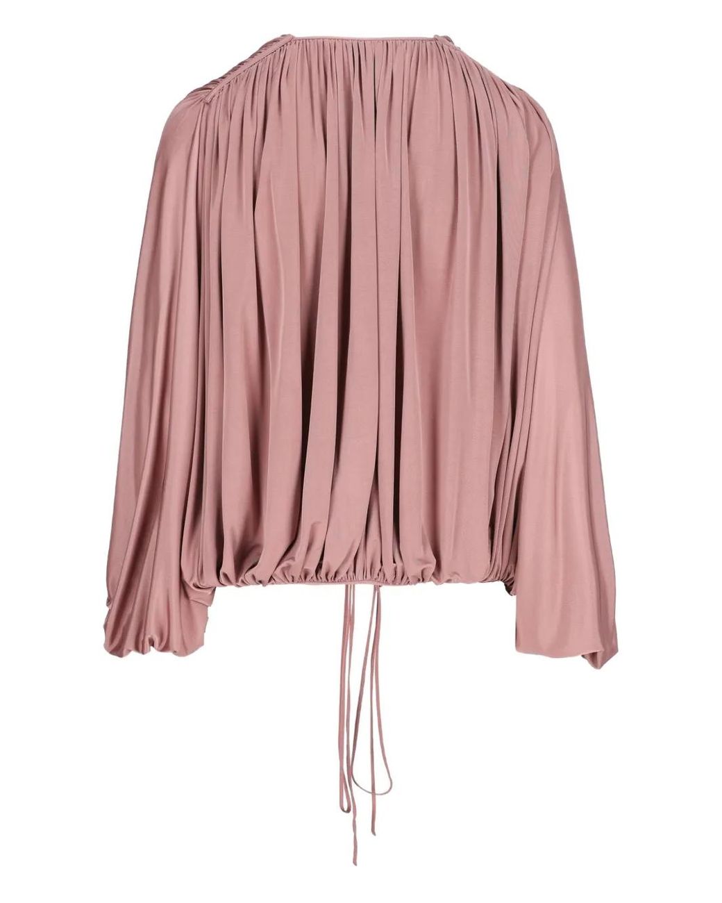 Saint Laurent Pink Drawstring Gathered-Shoulder Blouse