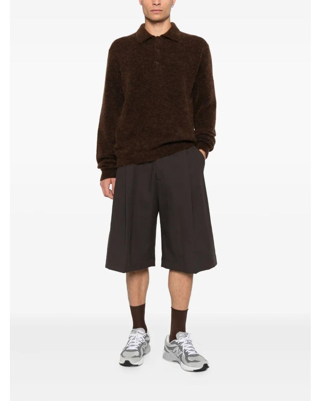 sunflower Brown Polo-Neck Buttoned Sweater for men