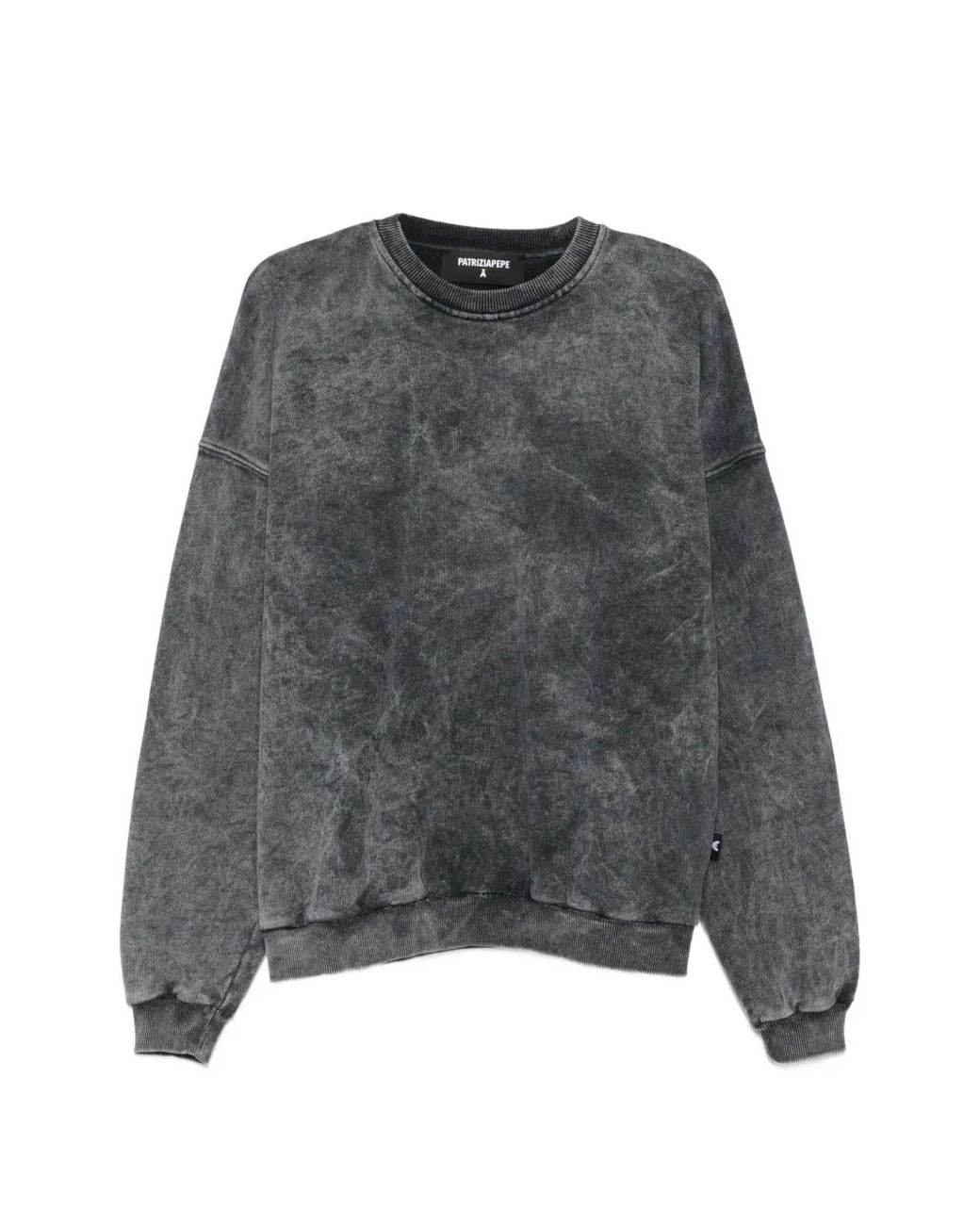 Patrizia Pepe Gray Washed-Effect Appliqué Sweater for men