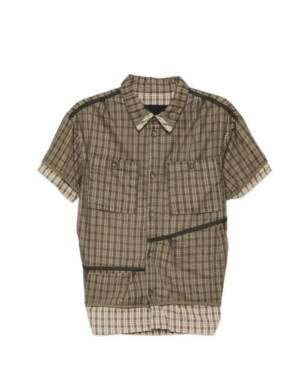 ANDERSSON BELL Gray Layered Check Shirt for men