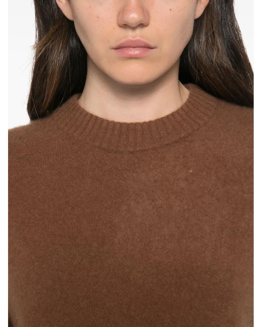 C.T.Plage Brown Ribbed-Trim Wool Sweater