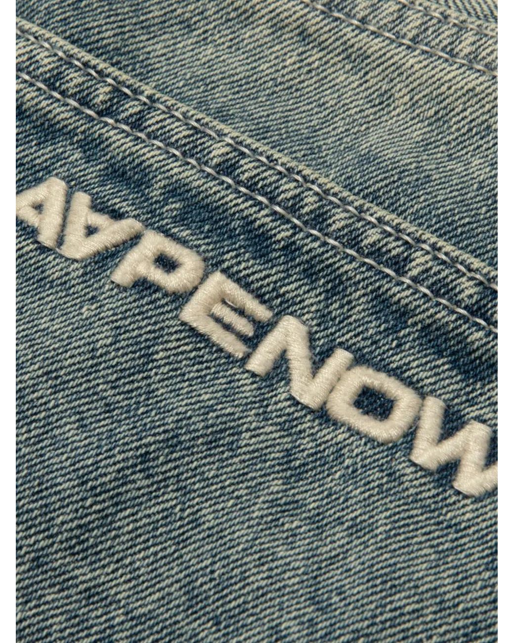 Aape By A Bathing Ape Gray Logo-Embroidered Straight-Leg Jeans for men