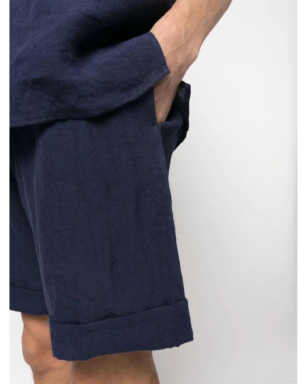 Marane Blue Lightweight Linen Shorts for men