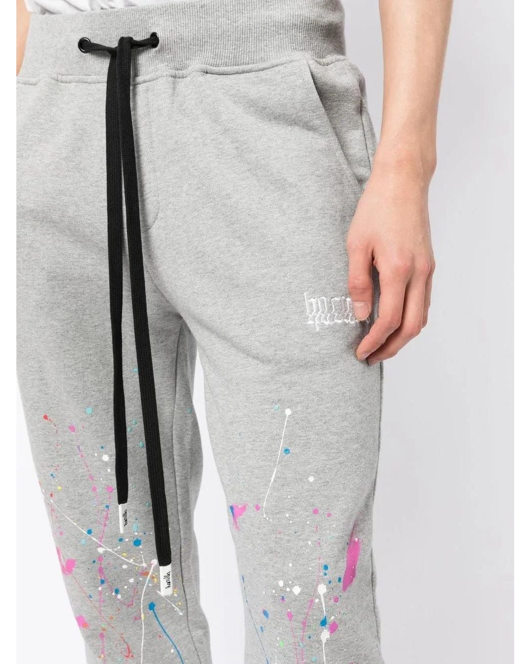Haculla Gray Paint-Splatter Drawstring Track Pants for men