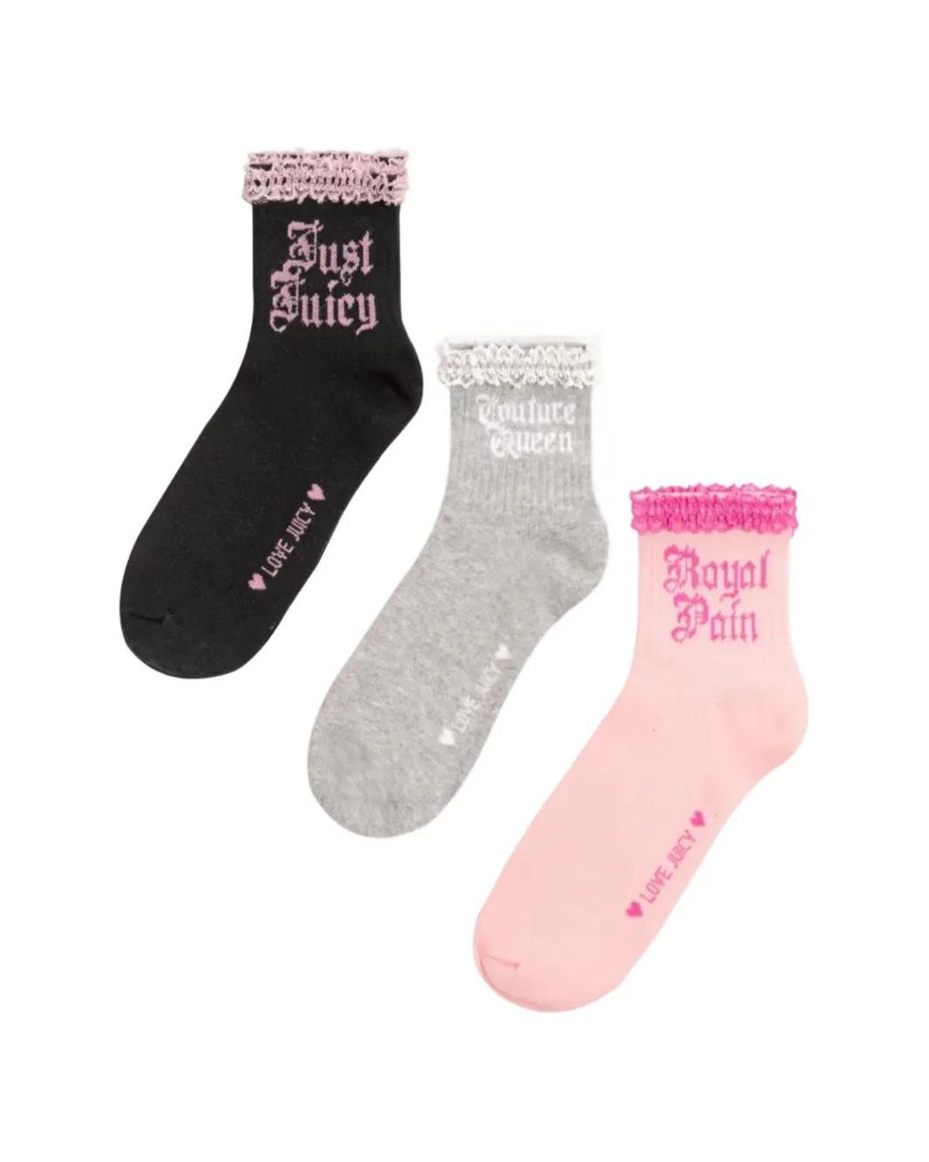 Juicy Couture Pink Lace-Trim Socks (Set Of Three)