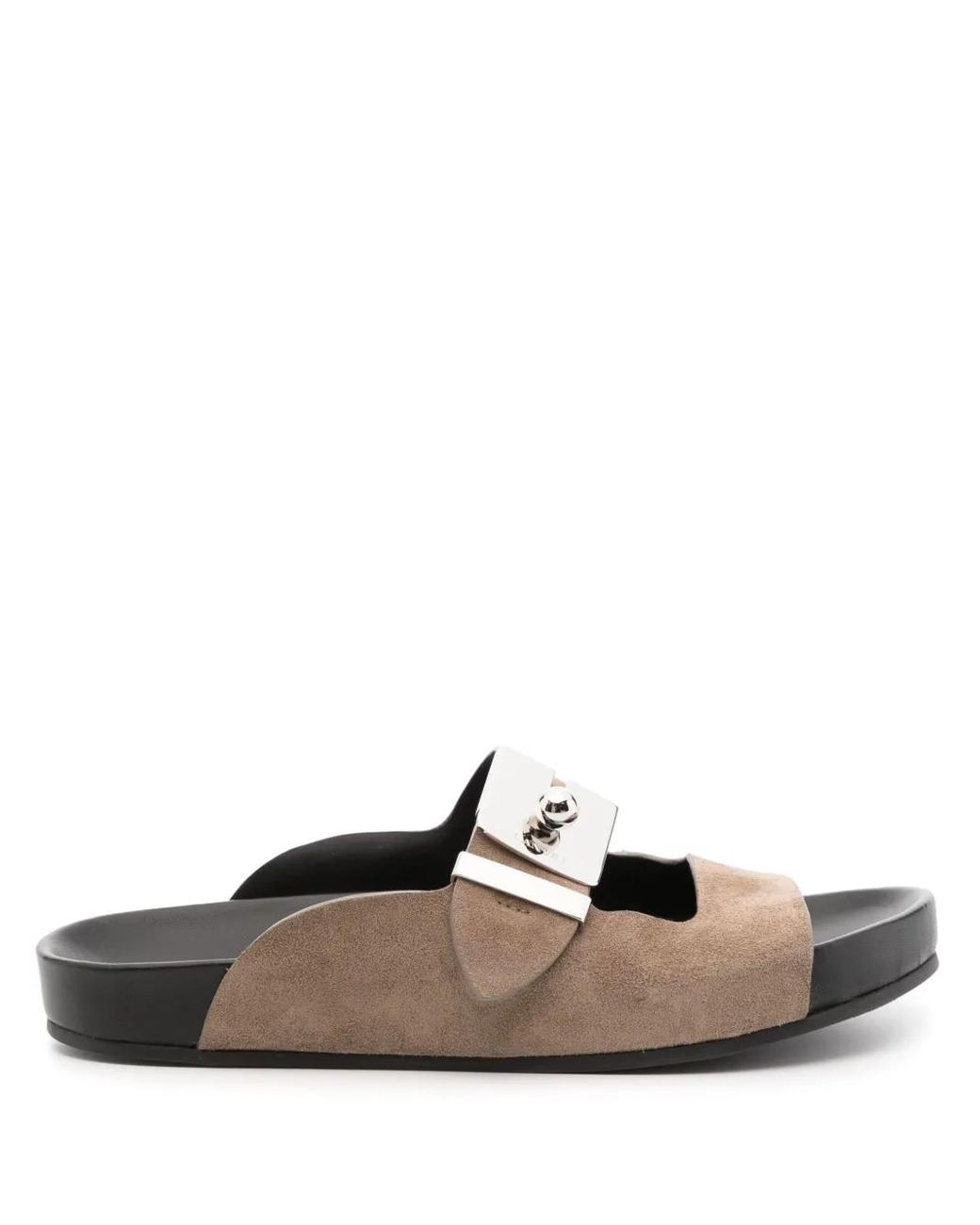 Lanvin Brown Side-Buckle Leather Sandals