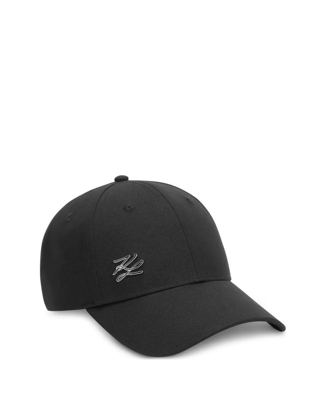 Karl Lagerfeld Black K/Autograph Logo-Plaque Cap