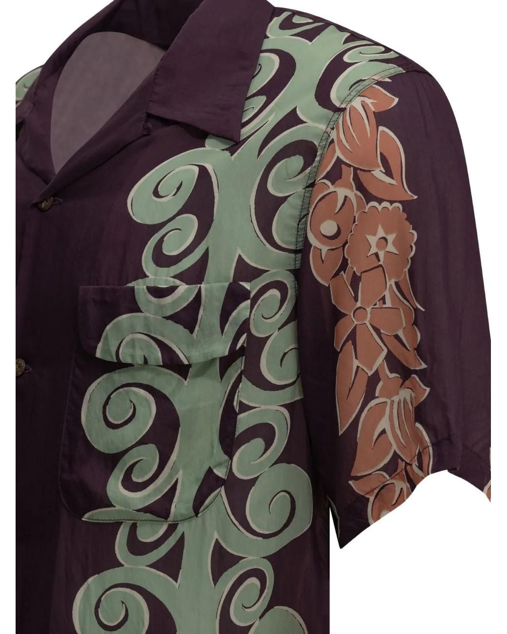 Kapital Purple Kona Tree Floral-Print Camp-Collar Shirt for men