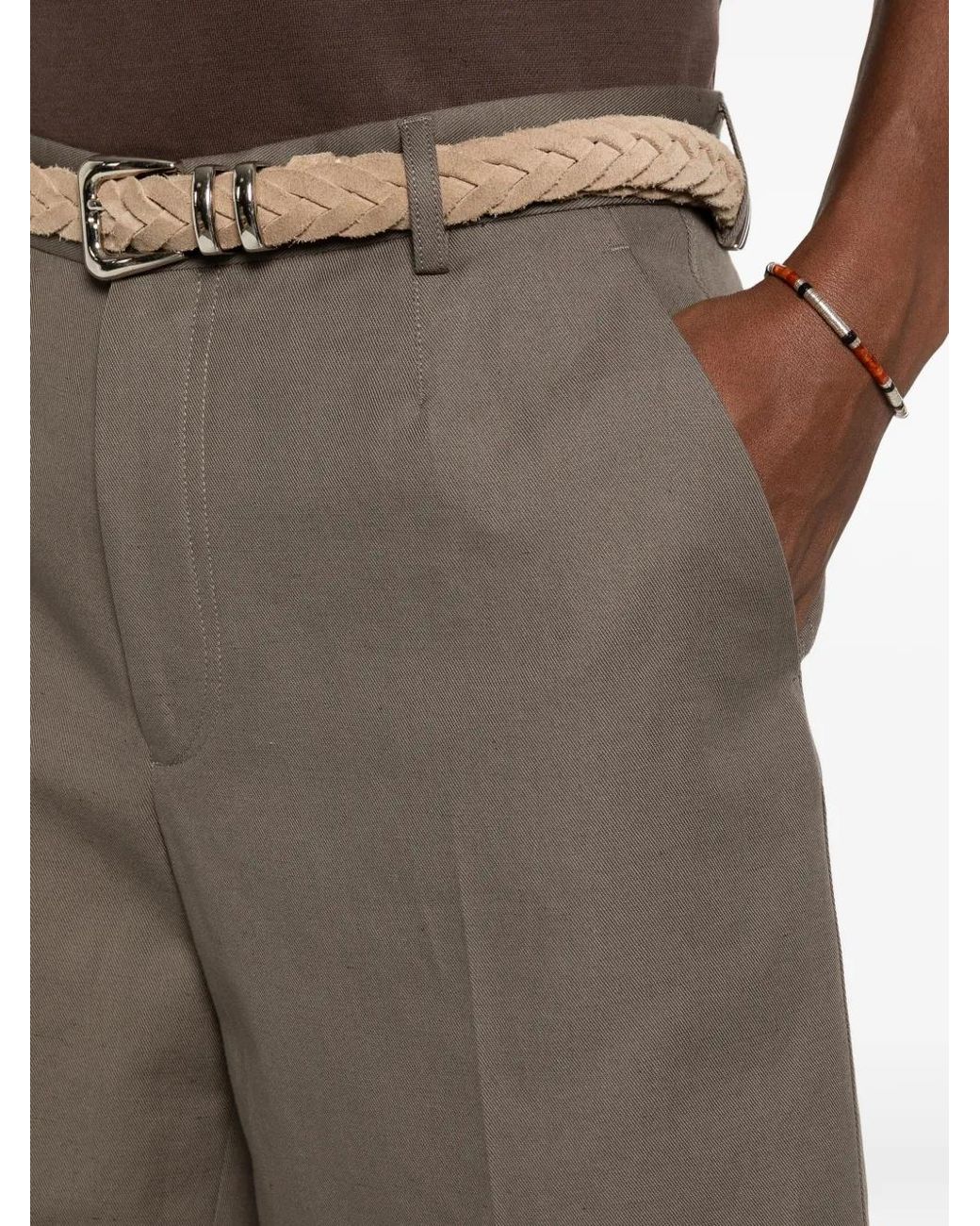 Zegna Brown Pressed-Crease Shorts for men