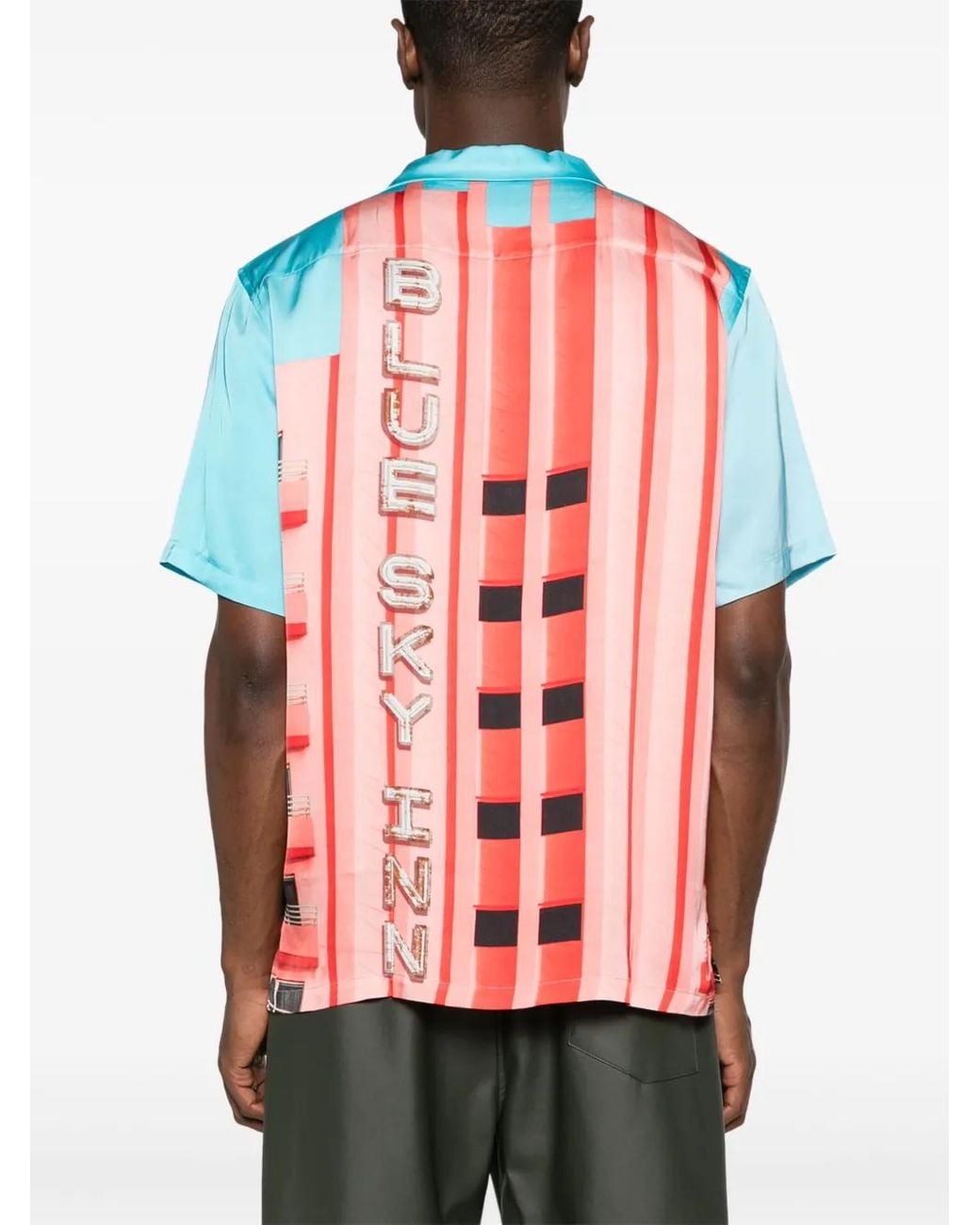 BLUE SKY INN Red Inn Sign-Print Satin Shirt for men