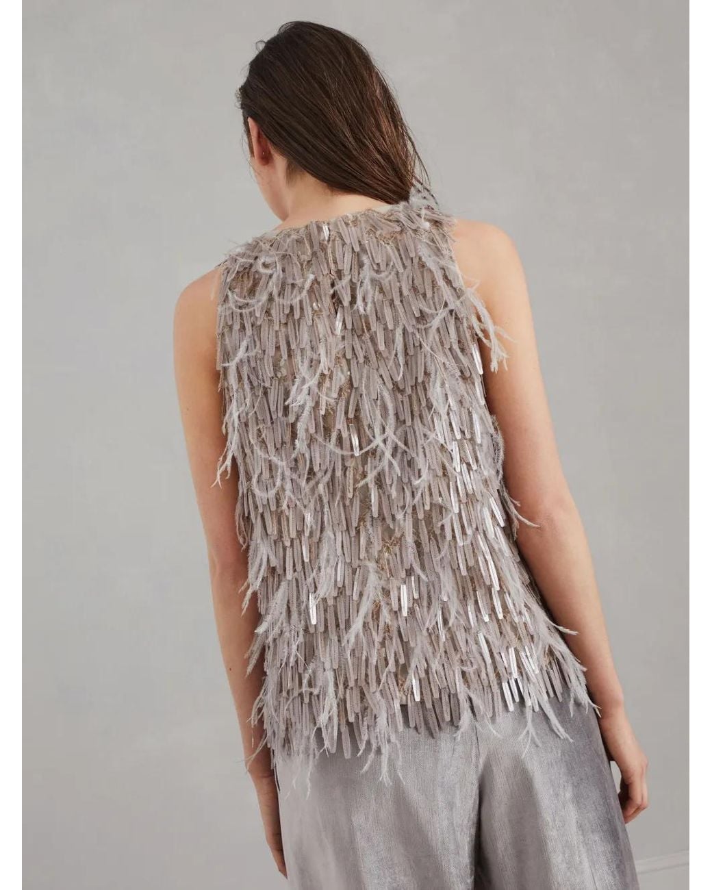 Brunello Cucinelli Brown Dazzling Oberteil Mit Stickerei