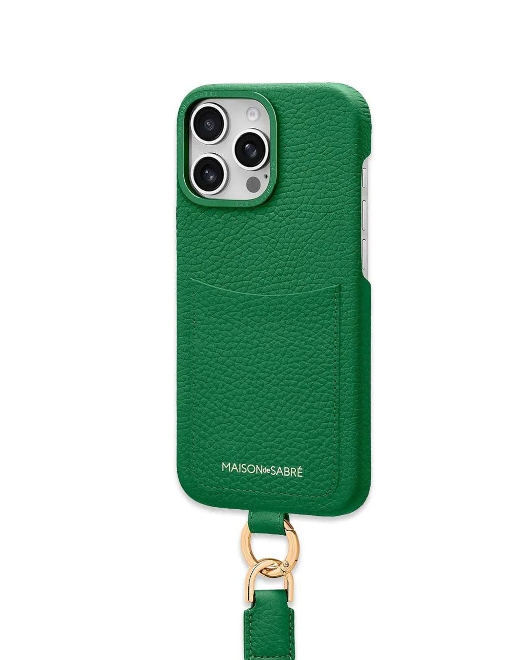 Maison De Sabre Green Sling Leather Iphone 16 Pro Max Phone Case