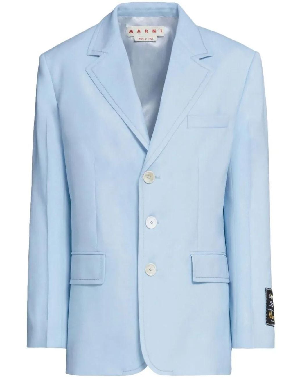 Marni Blue Single-Breasted Wool Blazer