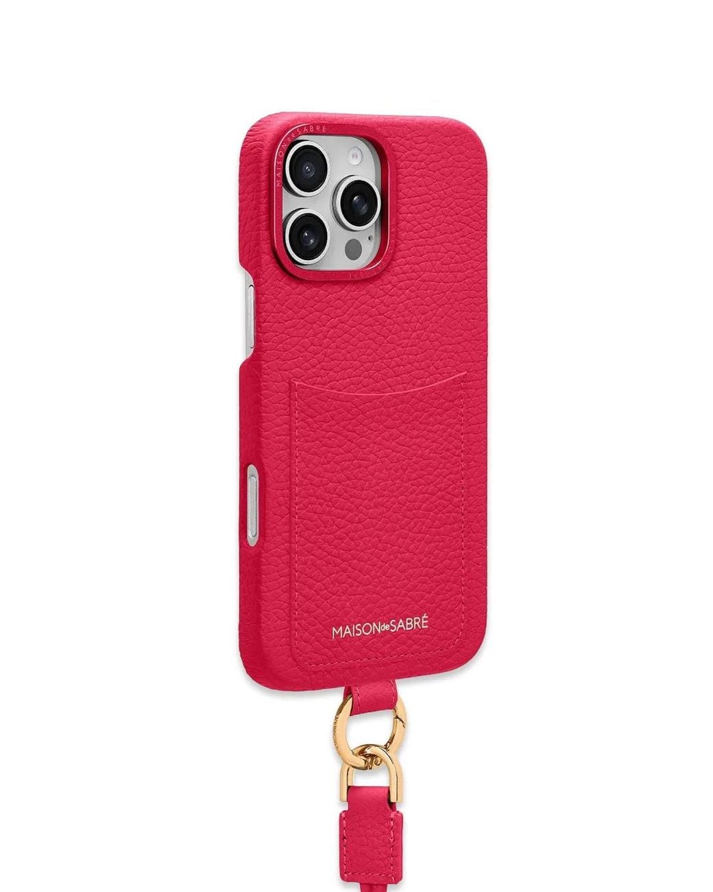 Maison De Sabre Red Sling Leather Iphone 16 Pro Max Phone Case