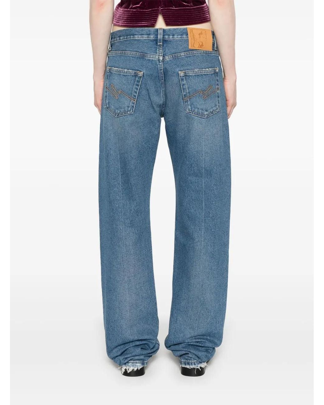 Martine Rose Blue Low-Rise Straight-Leg Jeans