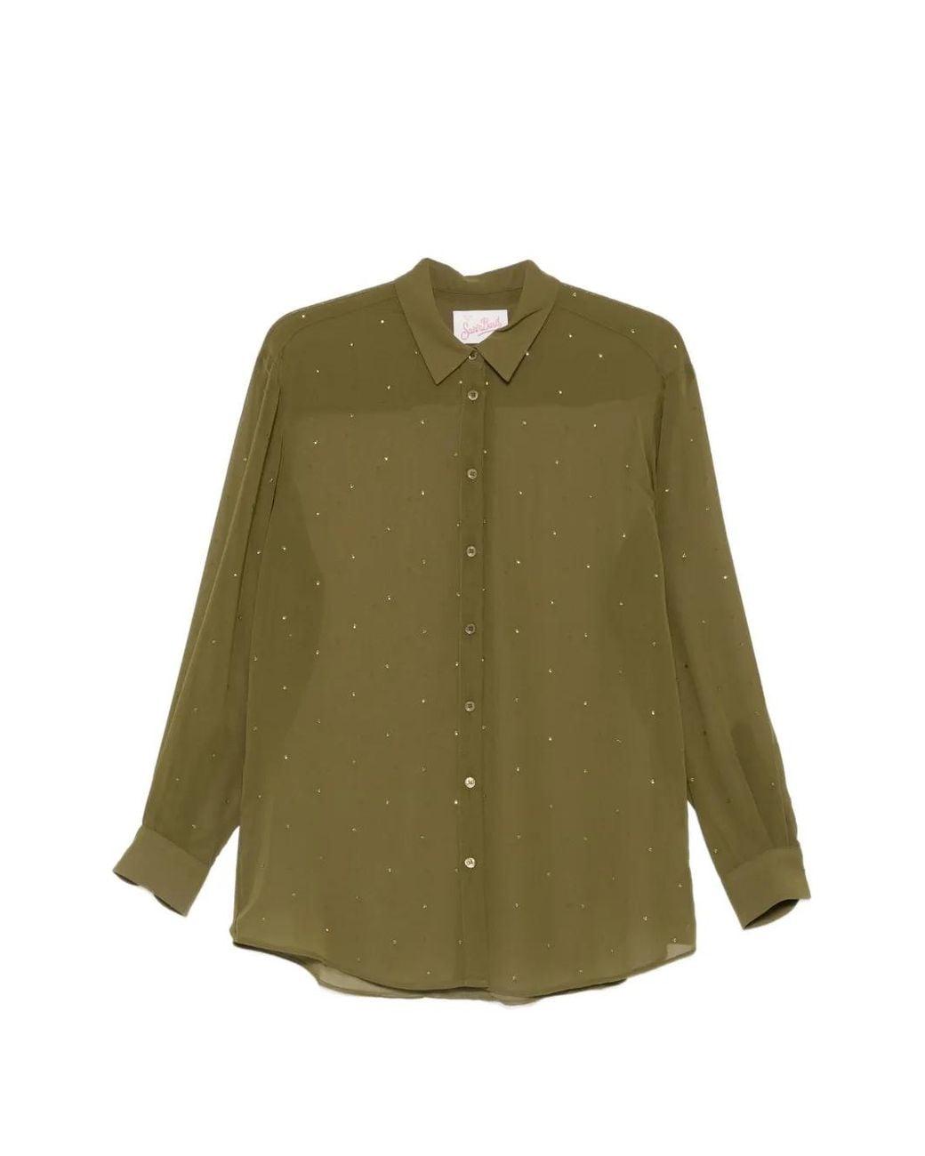 Mc2 Saint Barth Green Brigitte Semi-Sheer Long-Sleeve Shirt