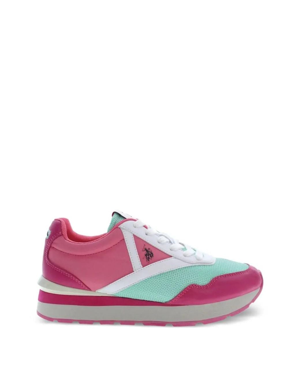 U.S. POLO ASSN. Pink Colour-Block Mesh-Panel Sneakers