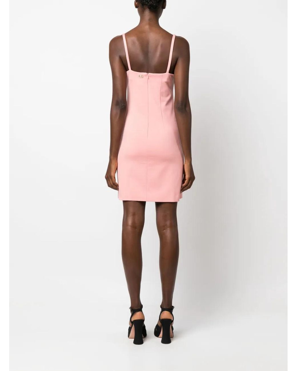 Twinset Pink Feather-Trim Fitted Minidress