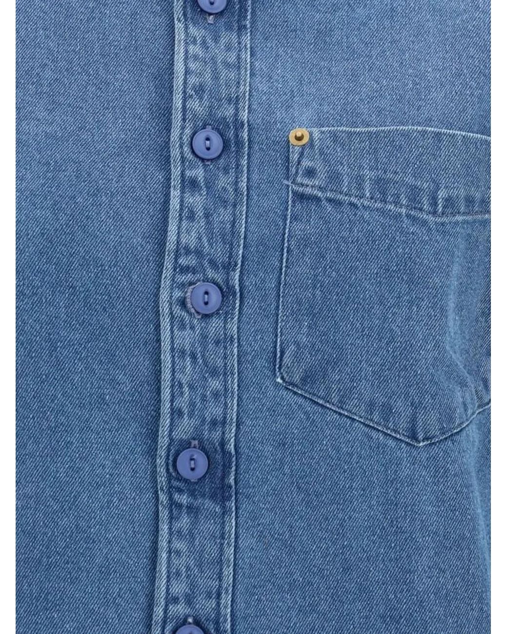 Deperlu Blue Patch-Pocket Shirt for men