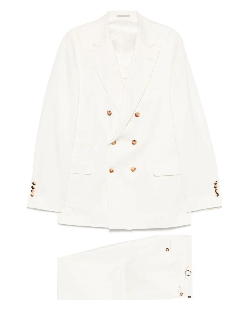 Brunello Cucinelli White Double-Breasted Suit for men