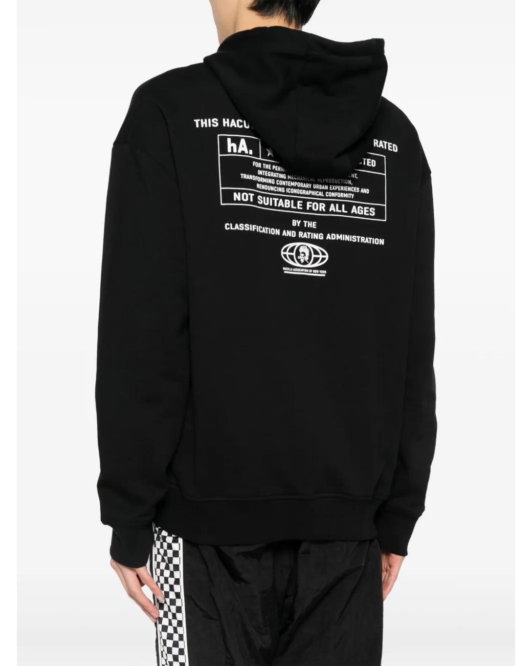 Haculla Black Matilda-Print Cotton Hoodie for men