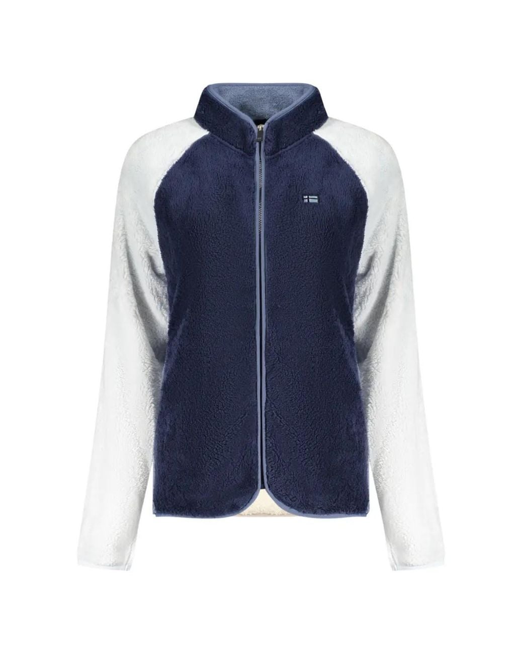 Norway 1963 Blue Colour-Block Fleece-Texture Sweatshirt