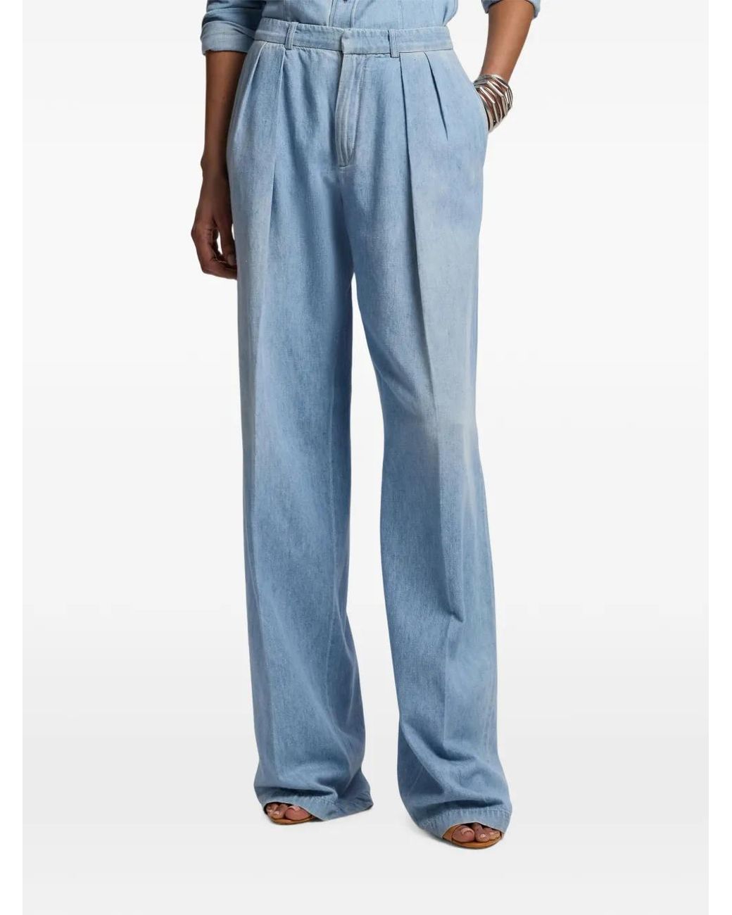 Ralph Lauren Blue Livie Cotton Denim Trousers