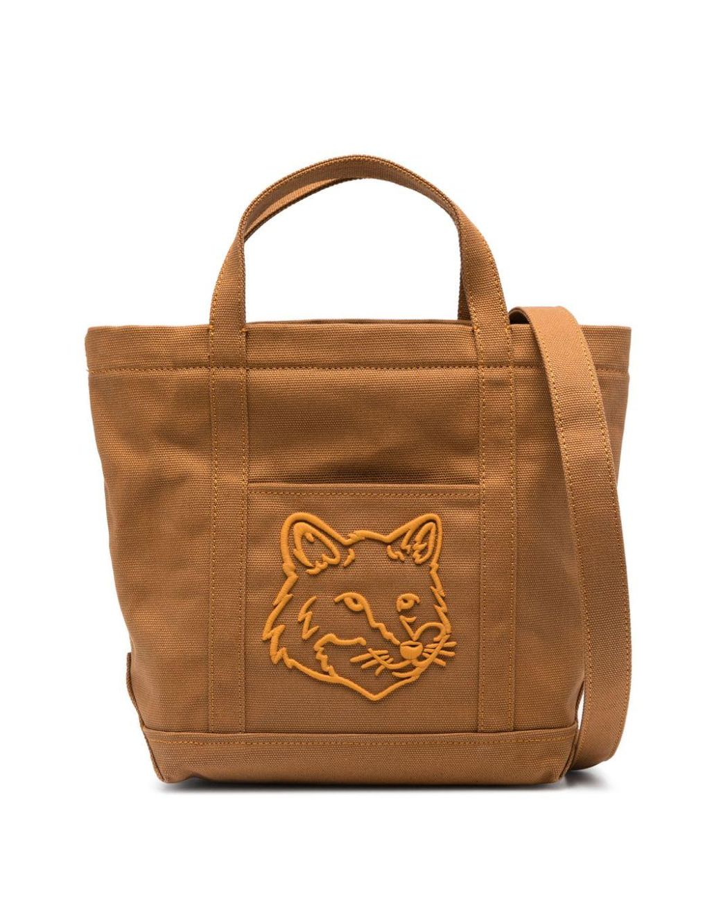Maison Kitsuné Large Fox Head Tote Bag in Brown | Lyst