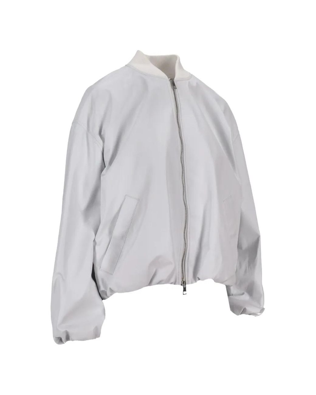 LA ROSE Gray Nappa Leather Bomber Jacket