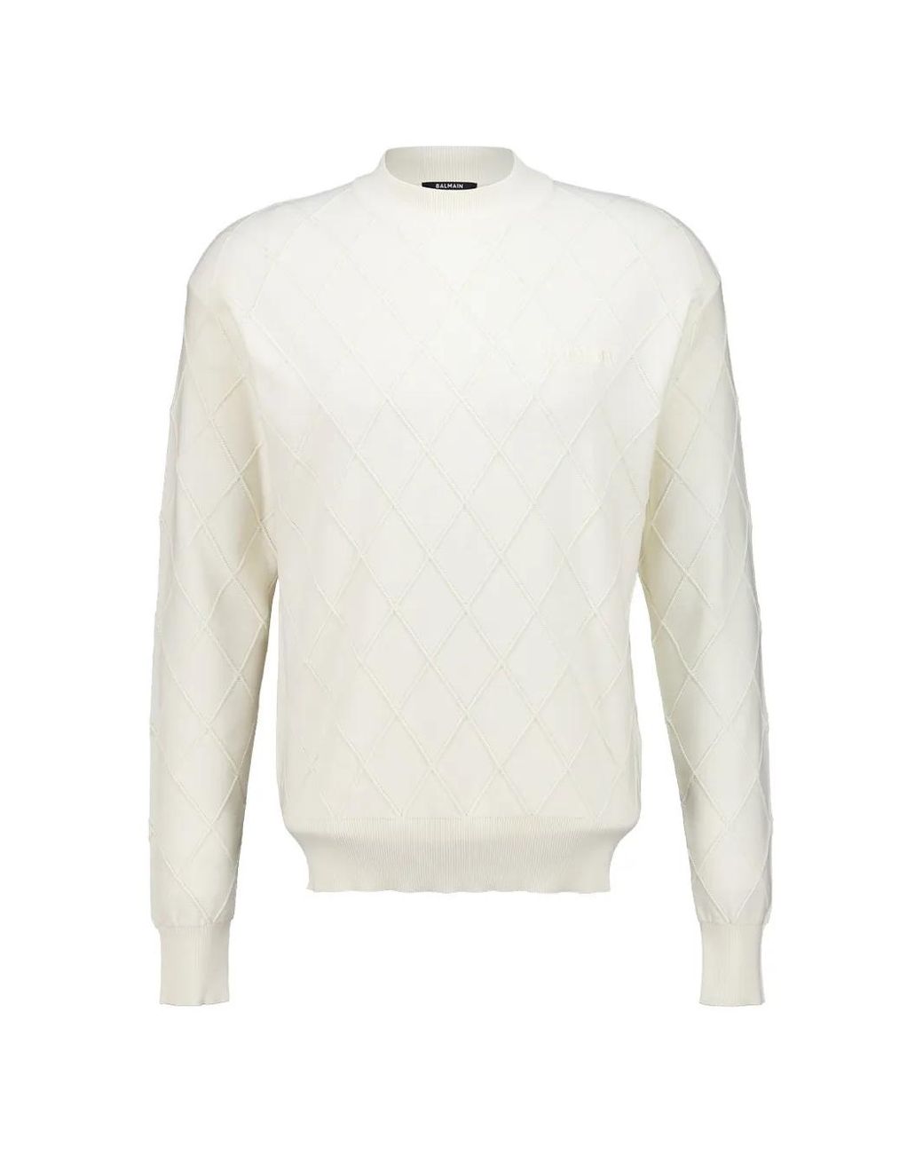 Balmain White Pull À Effet Matelassé for men