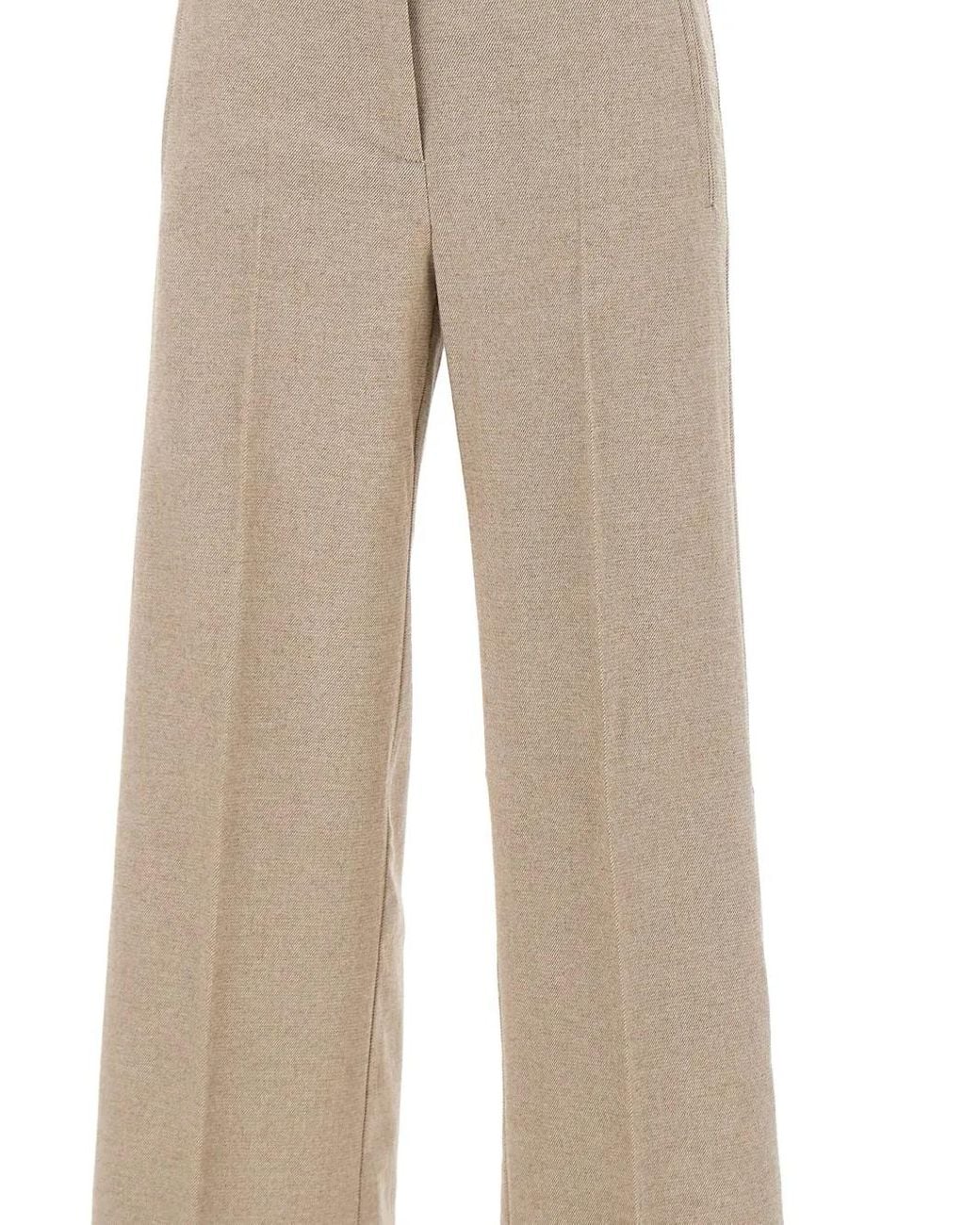 Marella Natural Pressed-Crease Wide-Leg Trousers