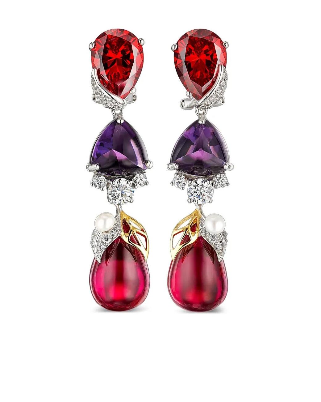 Anabela Chan Red 18Kt Vermeil Berry Multi-Stone Earrings