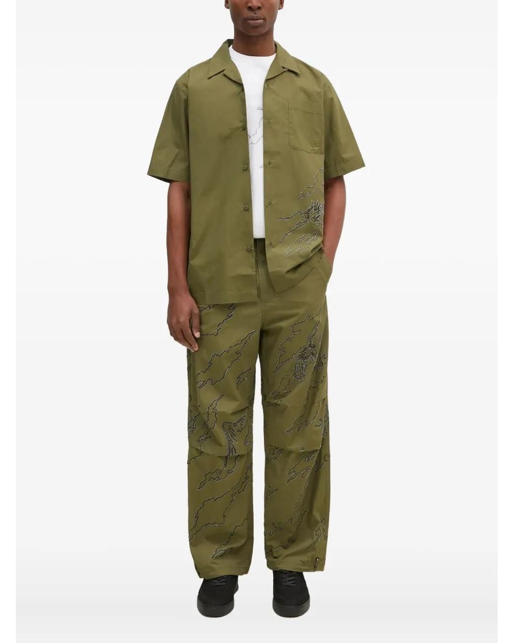 Maharishi Green Dragon-Embroidered Short-Sleeve Shirt for men