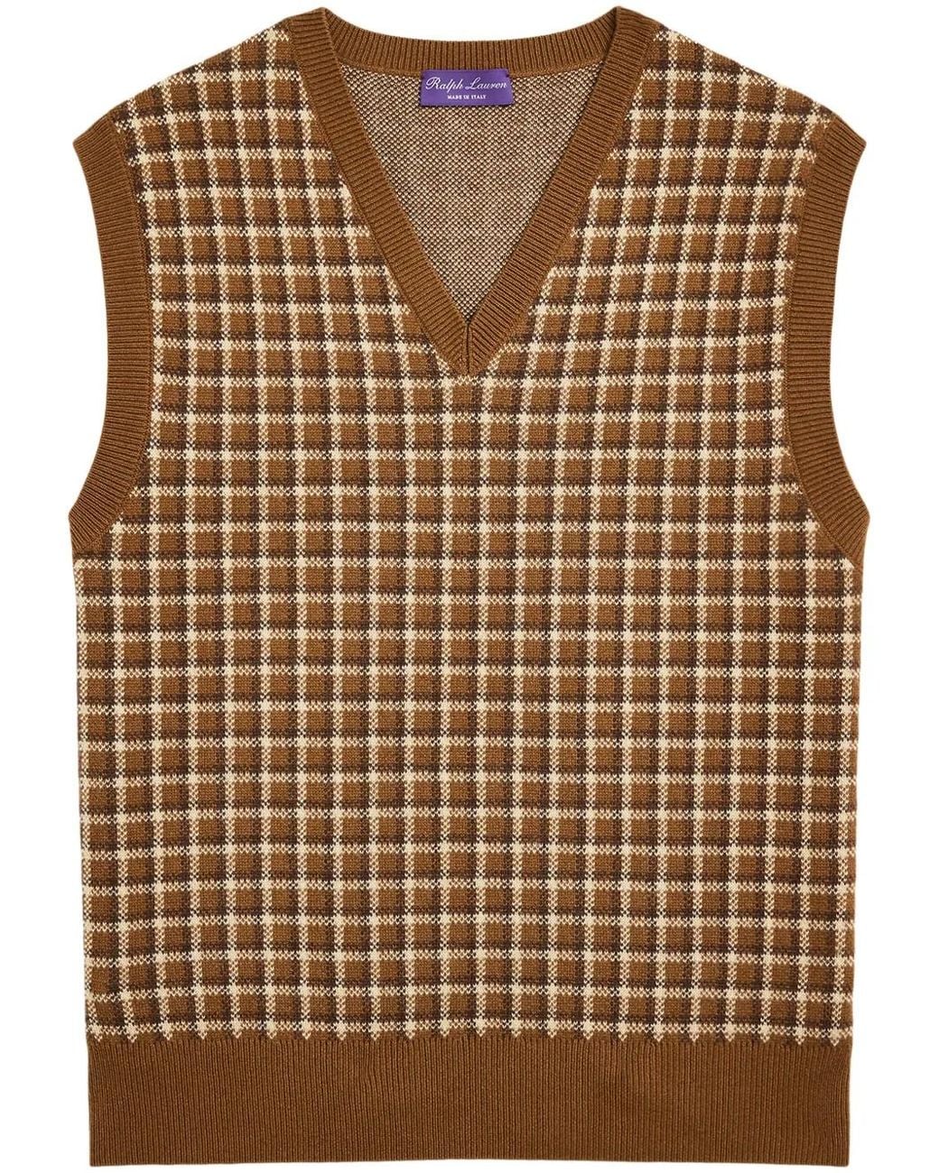 Ralph Lauren Brown Check-Pattern Jumper for men