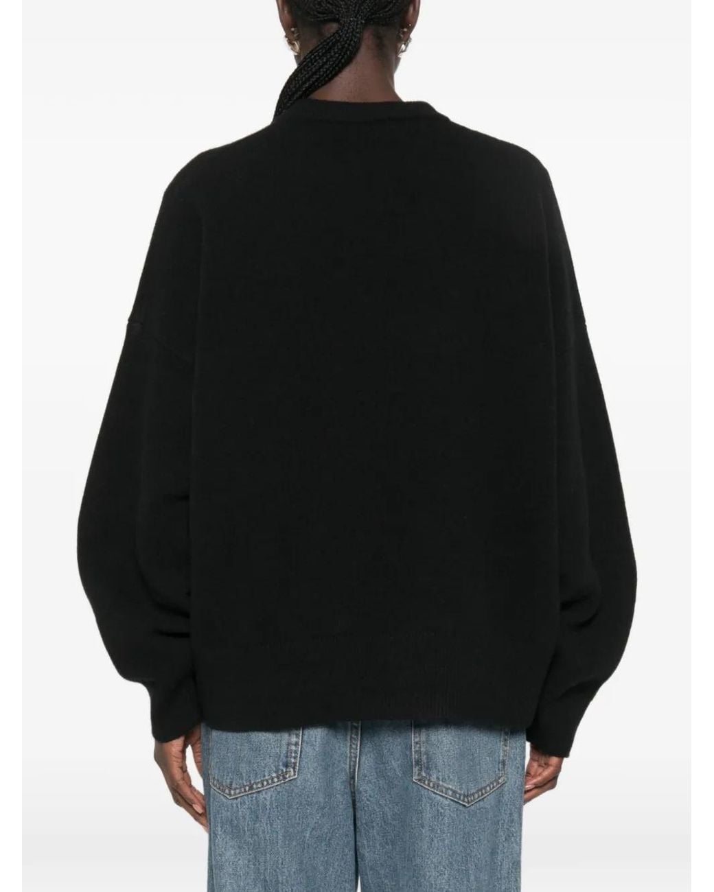 Rohe Black Crew Neck Drop-Shoulder Sweater
