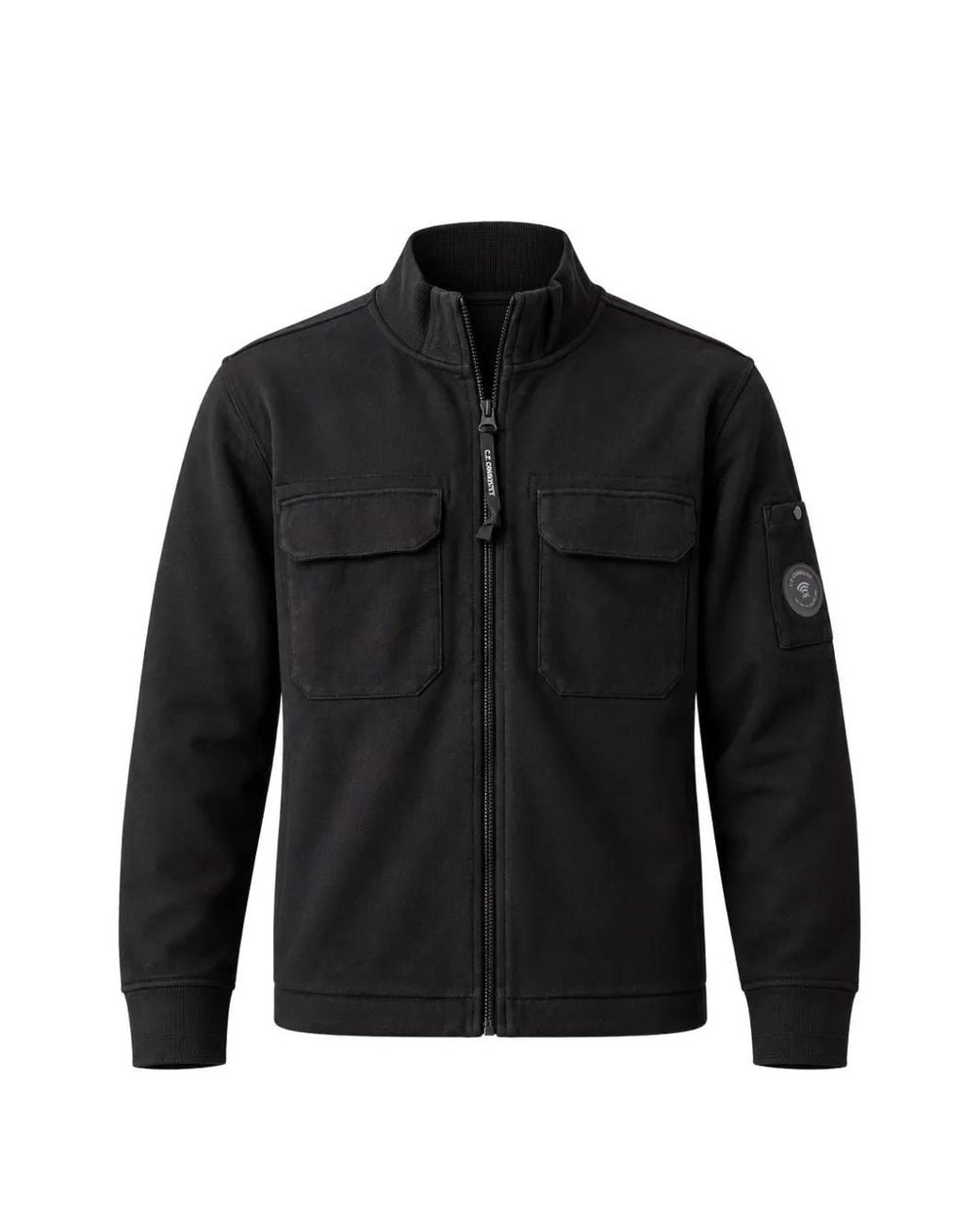 C P Company Black Lens-Detail Zip-Up Sweater for men