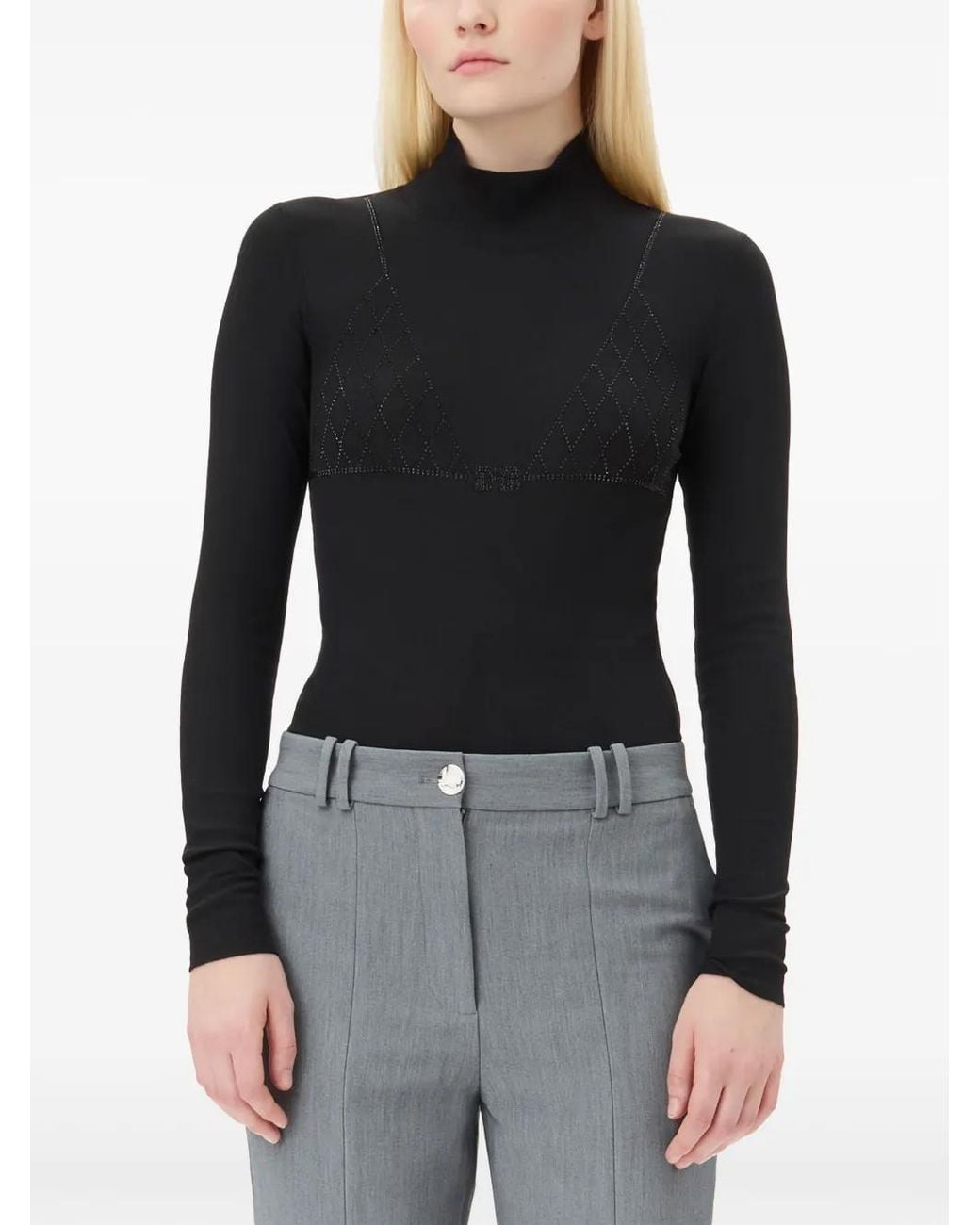 Ganni Black Roll-Neck Top