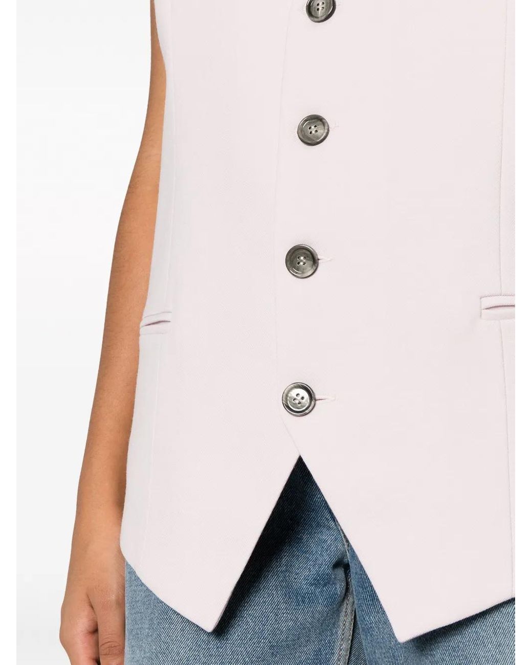 Chaleco Rosa De Lana Con Cierre De Botones, Mujer, Talla AMI de color Pink